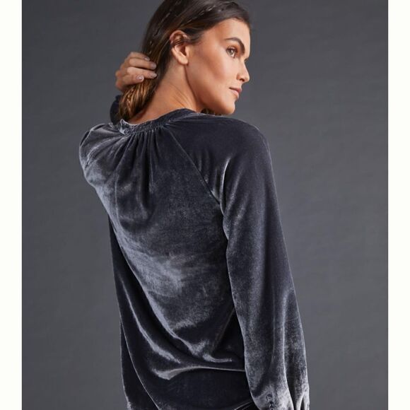 Pilcro puff sleeve velvet button down top - Picture 5 of 11
